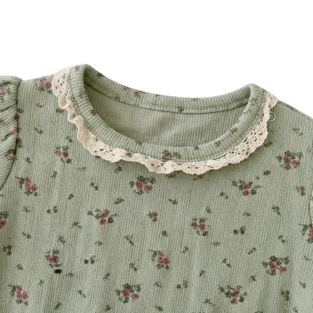 Sage Floral Ruffle Baby Bodysuit