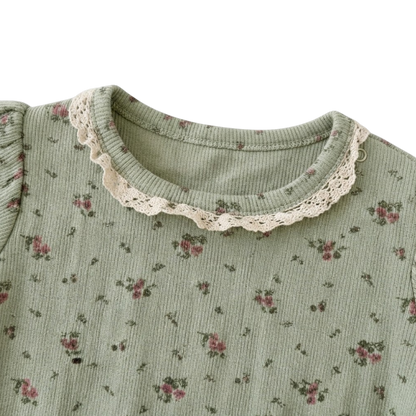 Sage Floral Ruffle Baby Bodysuit
