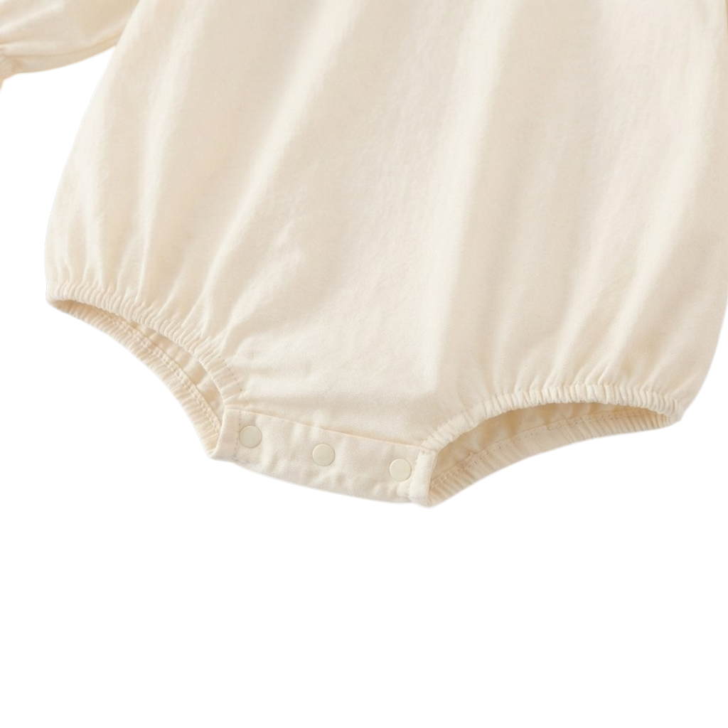 Cream Red-Embroidered Baby Outfit