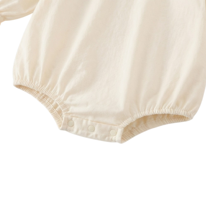 Cream Red-Embroidered Baby Outfit