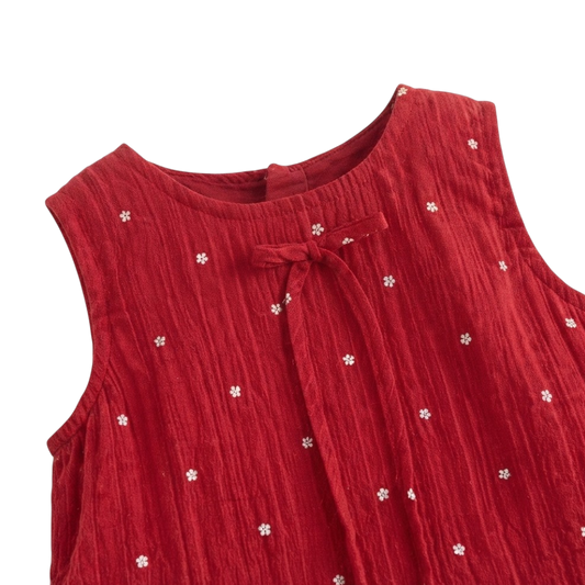 Red Tiny-Floral Baby Bloomer Skirt and Hair Tie Set