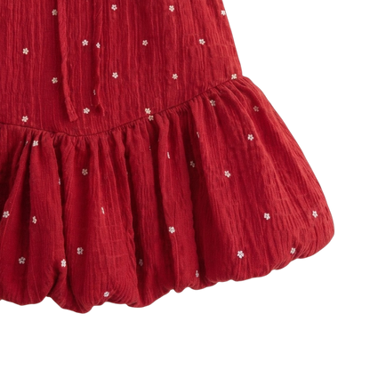 Red Tiny-Floral Baby Bloomer Skirt and Hair Tie Set