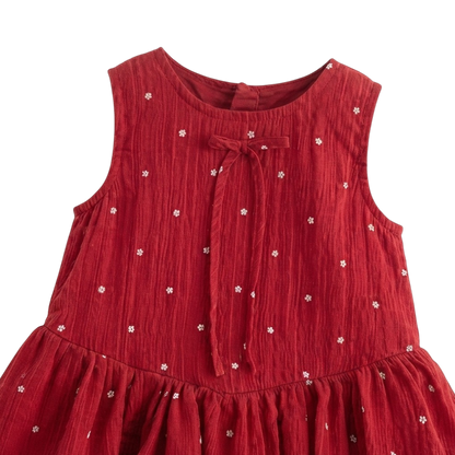 Red Tiny-Floral Baby Bloomer Skirt and Hair Tie Set