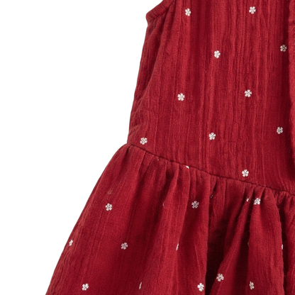 Red Tiny-Floral Baby Bloomer Skirt and Hair Tie Set