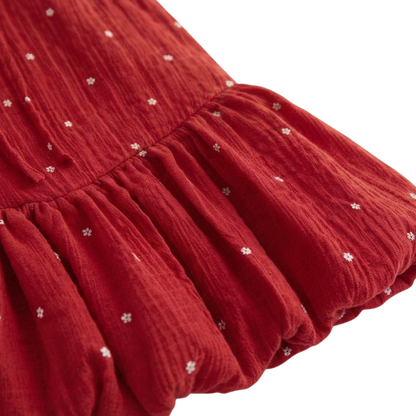 Red Tiny-Floral Baby Bloomer Skirt and Hair Tie Set