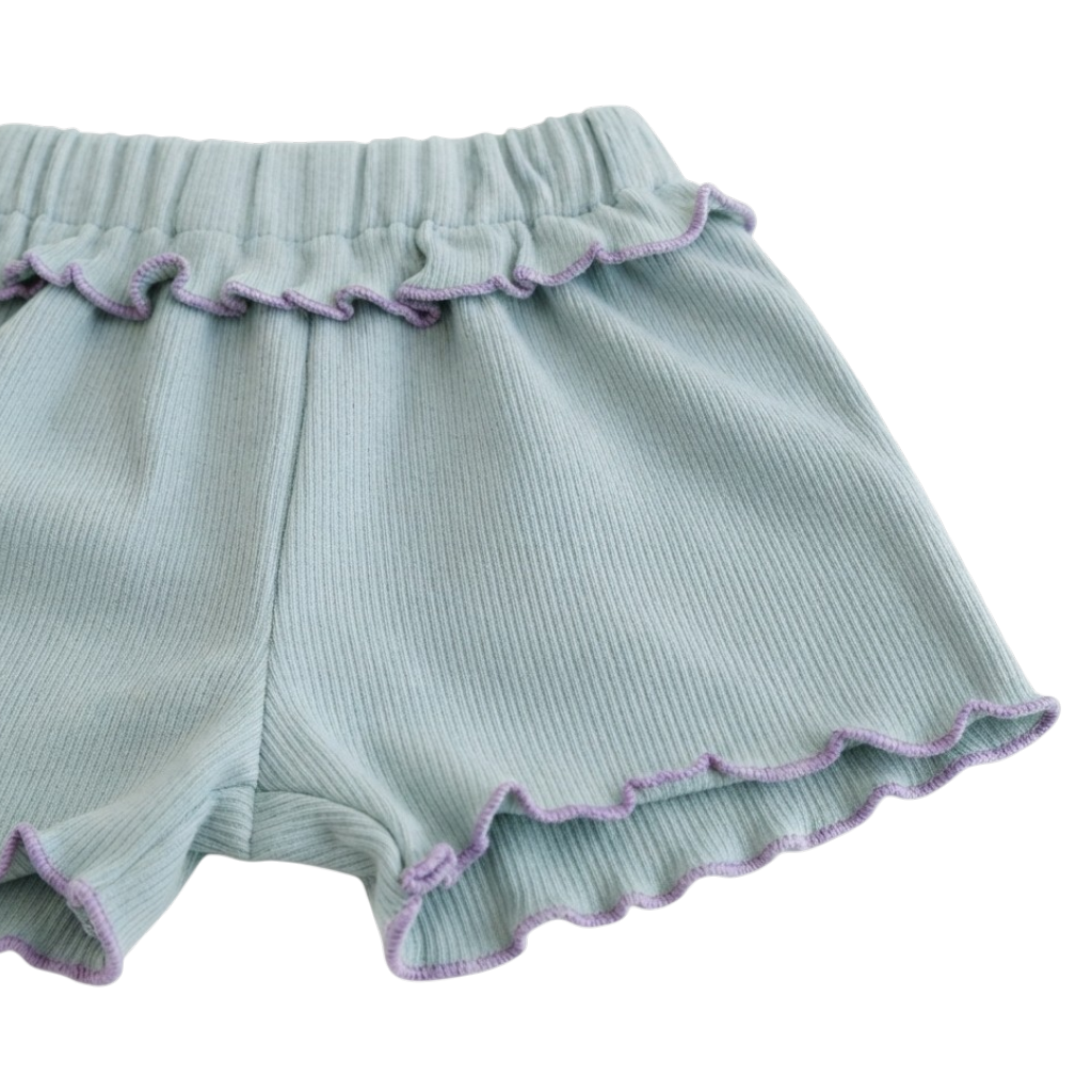 Blue-Lilac Ruffle-Collar Baby Outfit Set