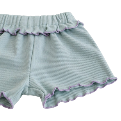 Blue-Lilac Ruffle-Collar Baby Outfit Set