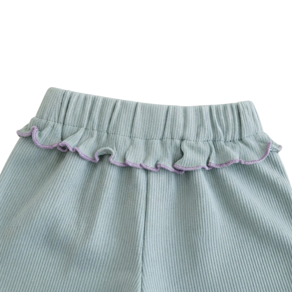 Blue-Lilac Ruffle-Collar Baby Outfit Set