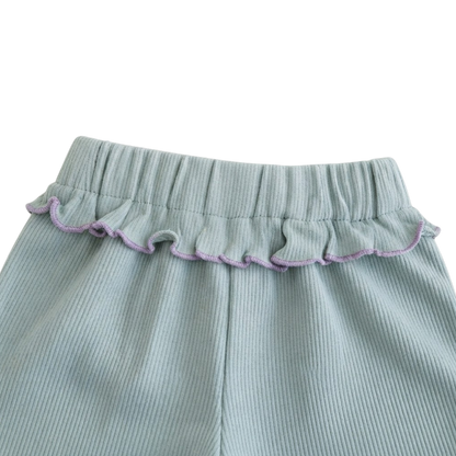 Blue-Lilac Ruffle-Collar Baby Outfit Set