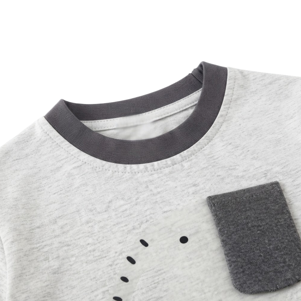 Grey Elephant Top and Stripe Pants Baby Set