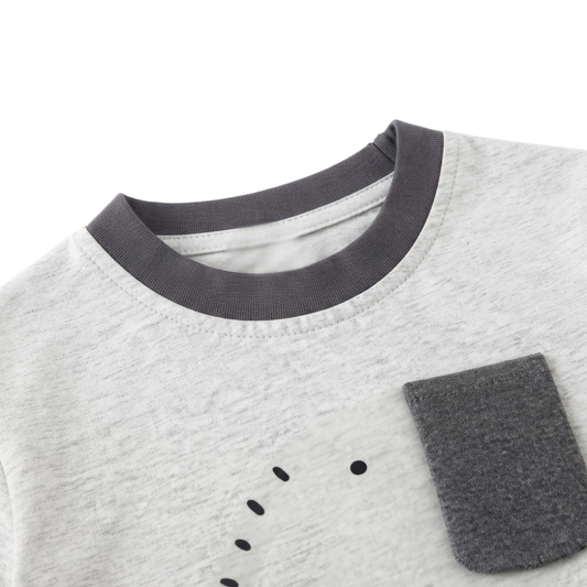 Grey Elephant Top and Stripe Pants Baby Set