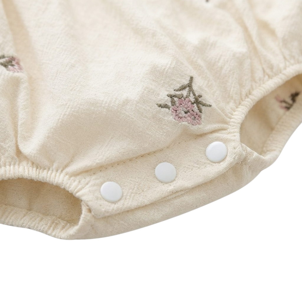 Apricot Floral Embroidered Lace Baby Outfit