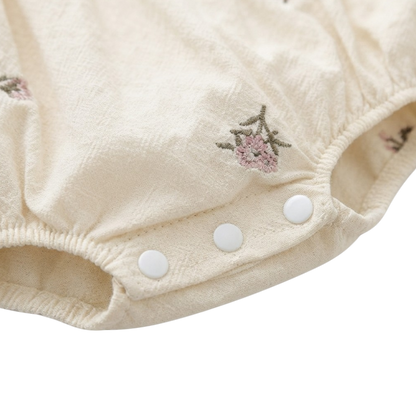 Apricot Floral Embroidered Lace Baby Outfit
