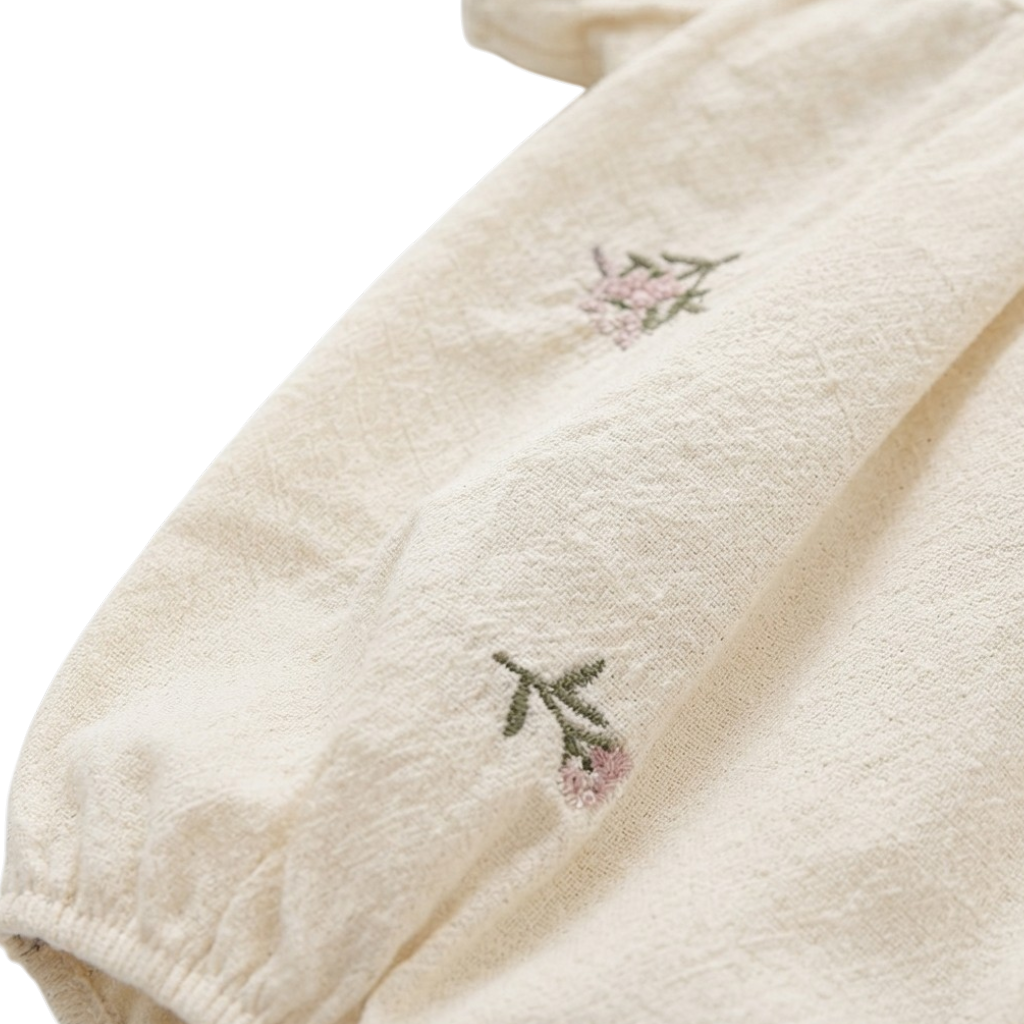 Apricot Floral Embroidered Lace Baby Outfit