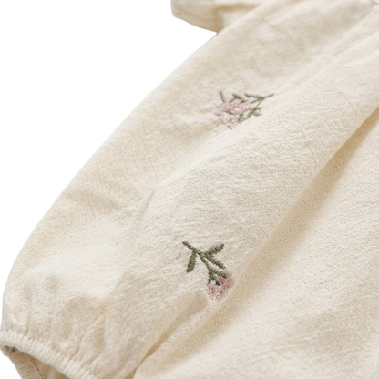 Apricot Floral Embroidered Lace Baby Outfit