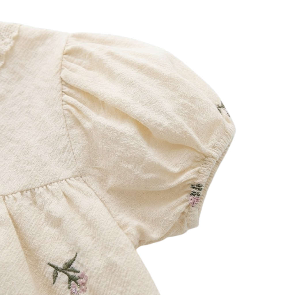 Apricot Floral Embroidered Lace Baby Outfit
