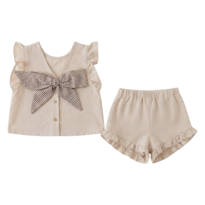 Cream Woodland Floral Bow Baby Outfit Set