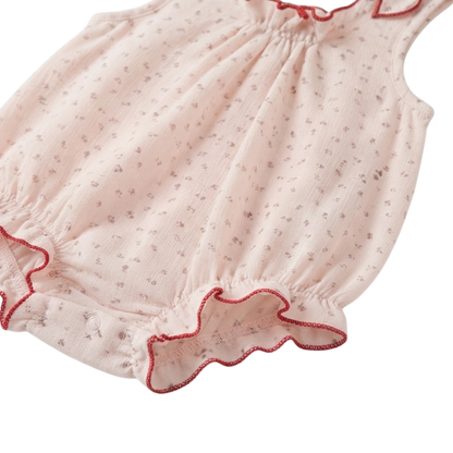Pink Tiny-Floral Ruffle Sleeveless Baby Bodysuit