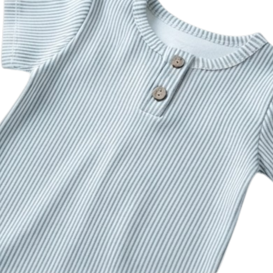 Blue Stripe Short-Sleeve Baby Bodysuit