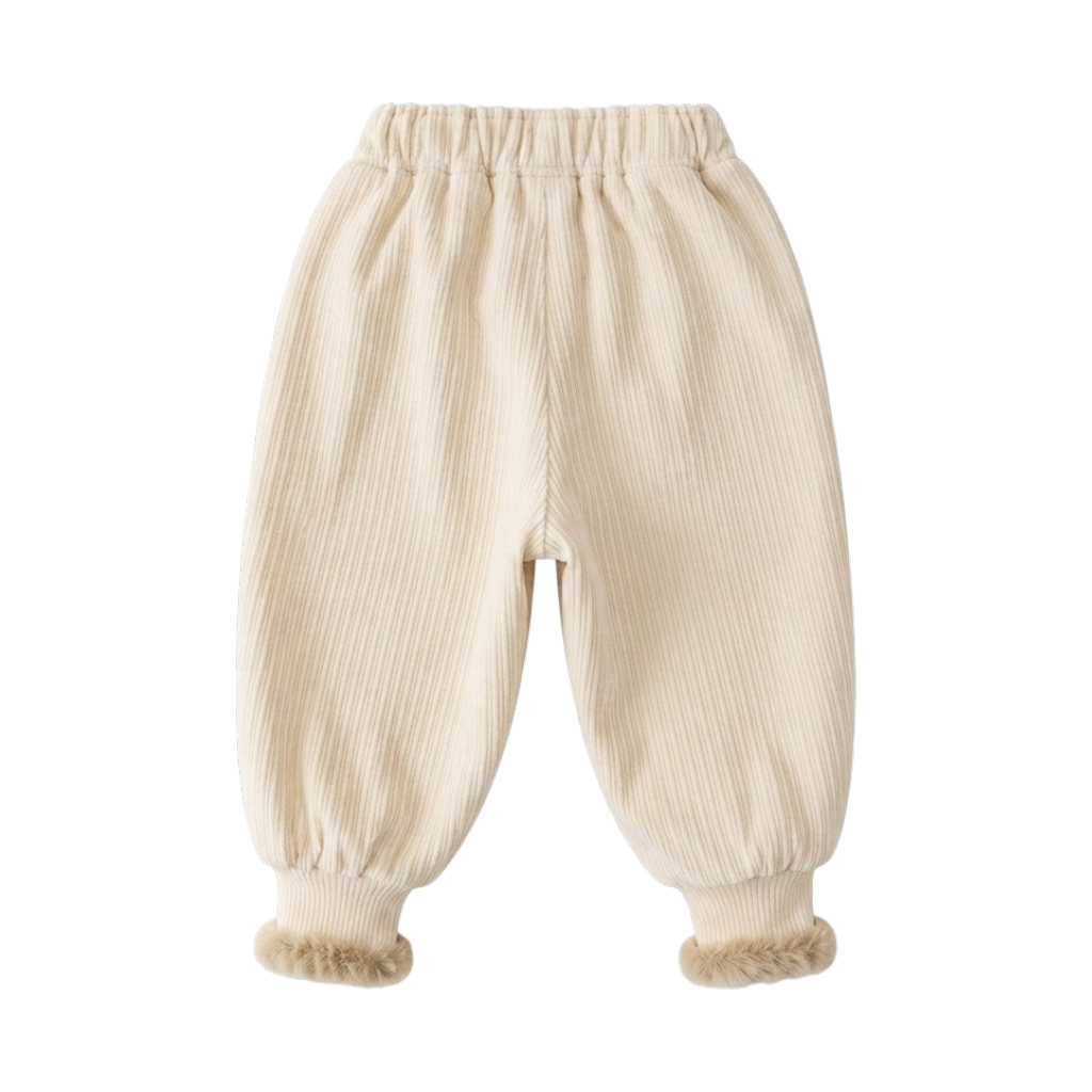Beige Bow Embroidered Baby Pants