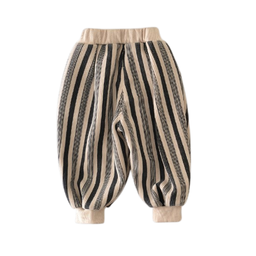 Striped Plush-Knee Baby Pants