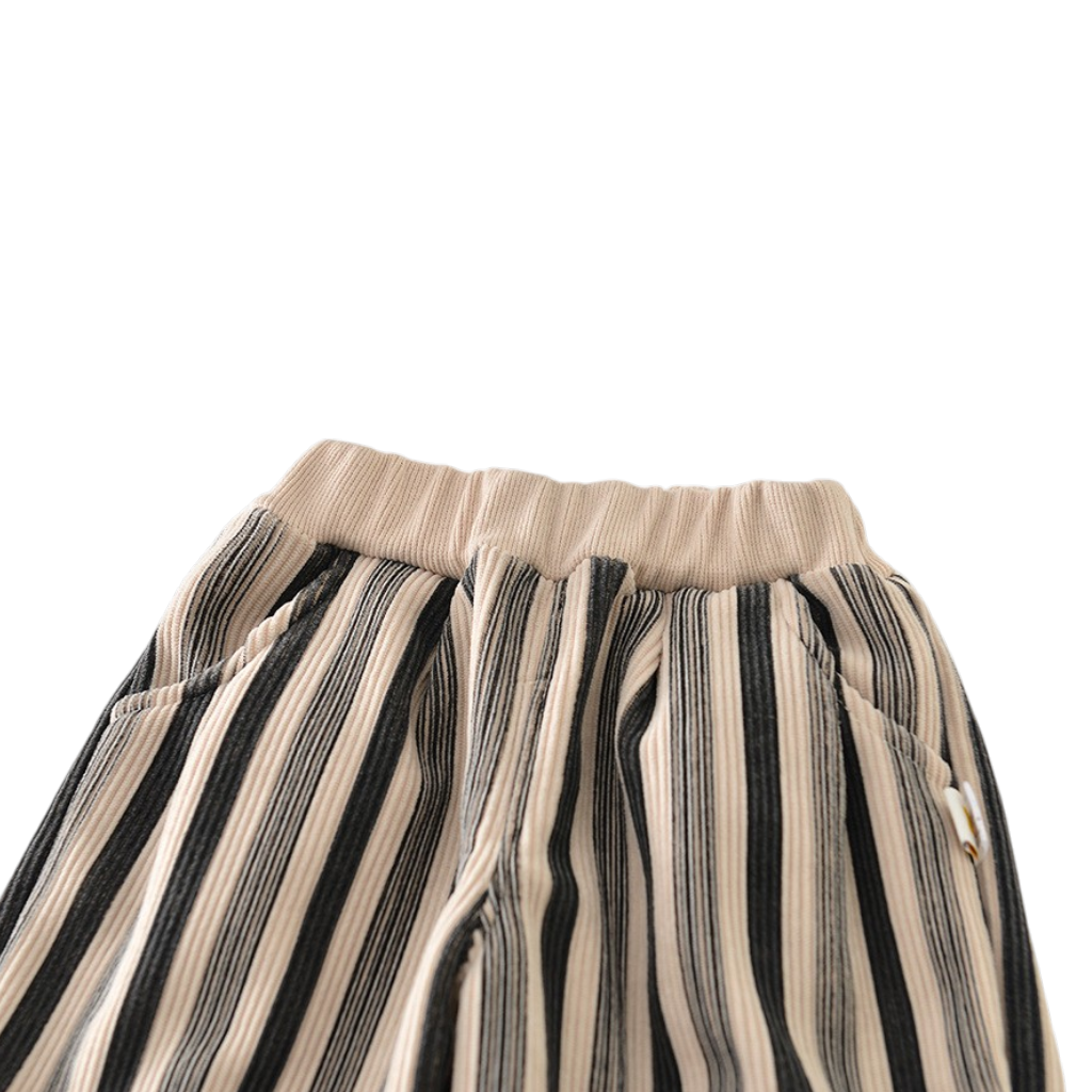 Striped Plush-Knee Baby Pants