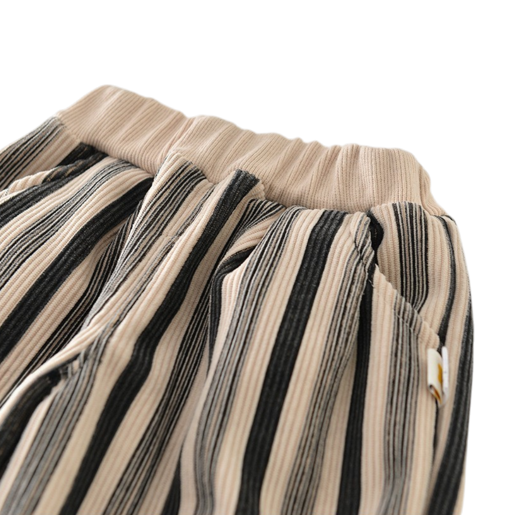 Striped Plush-Knee Baby Pants