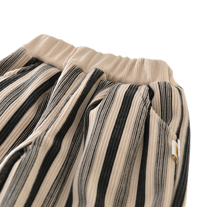 Striped Plush-Knee Baby Pants