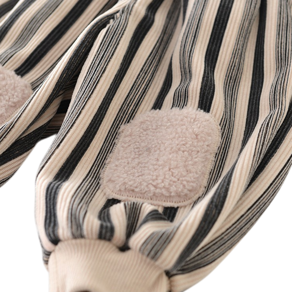 Striped Plush-Knee Baby Pants