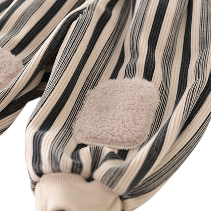 Striped Plush-Knee Baby Pants