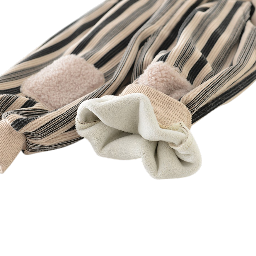 Striped Plush-Knee Baby Pants