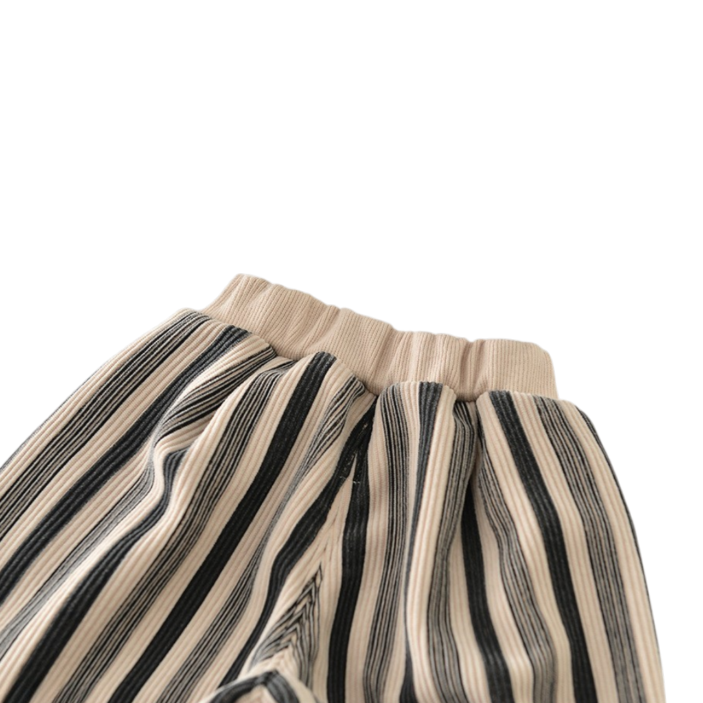 Striped Plush-Knee Baby Pants