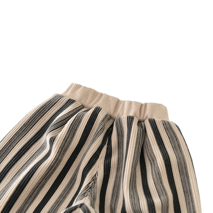 Striped Plush-Knee Baby Pants