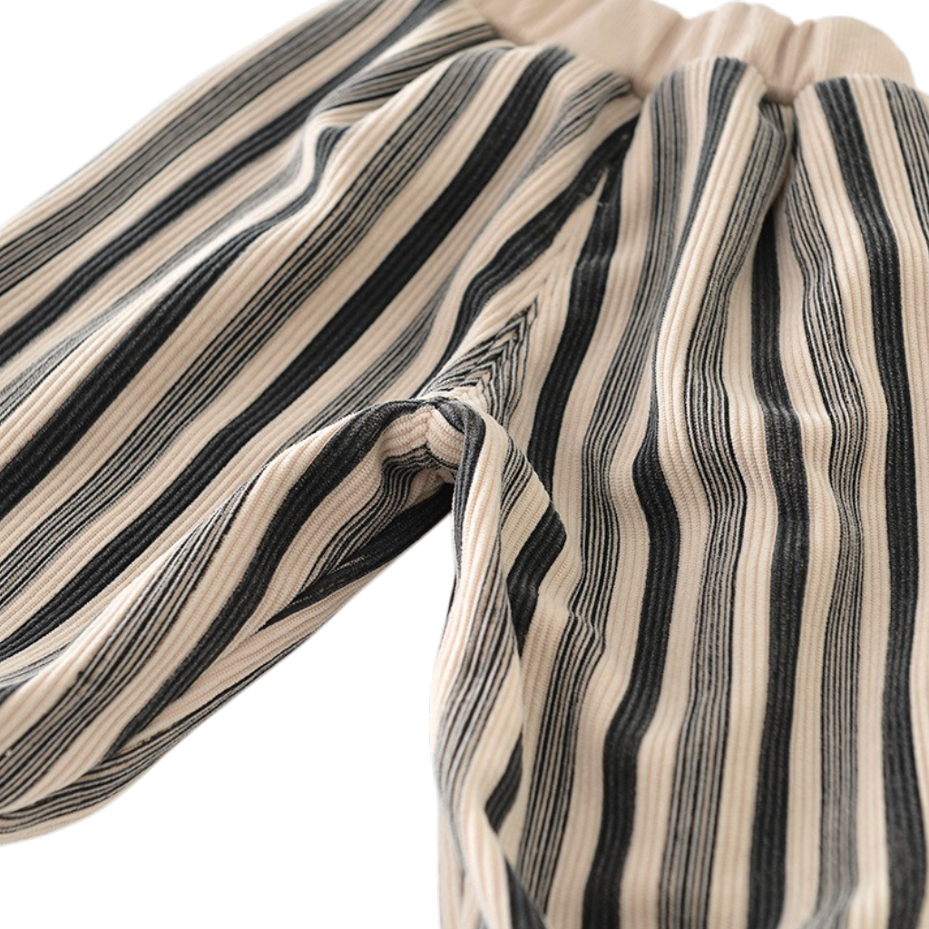 Striped Plush-Knee Baby Pants