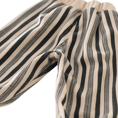 Striped Plush-Knee Baby Pants