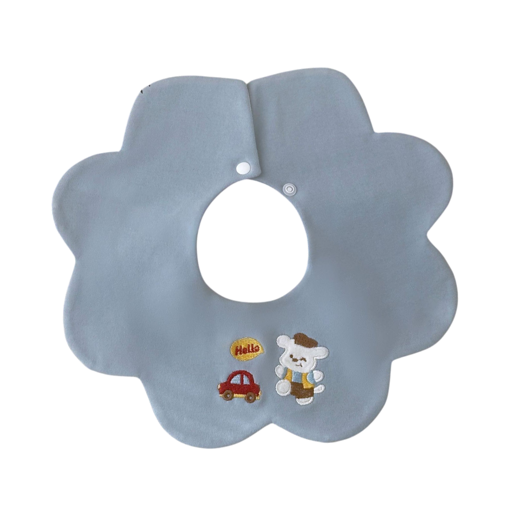 Little Bear Driving Flower Baby Bib