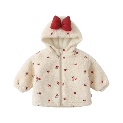 Cream Floral Hooded Baby Jacket