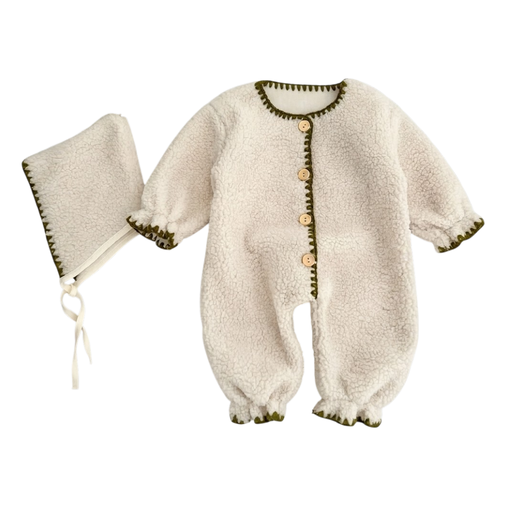 Cream Textured Baby Romper