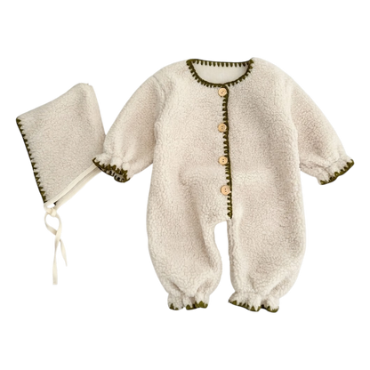 Cream Textured Baby Romper