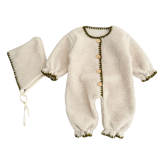 Cream Textured Baby Romper