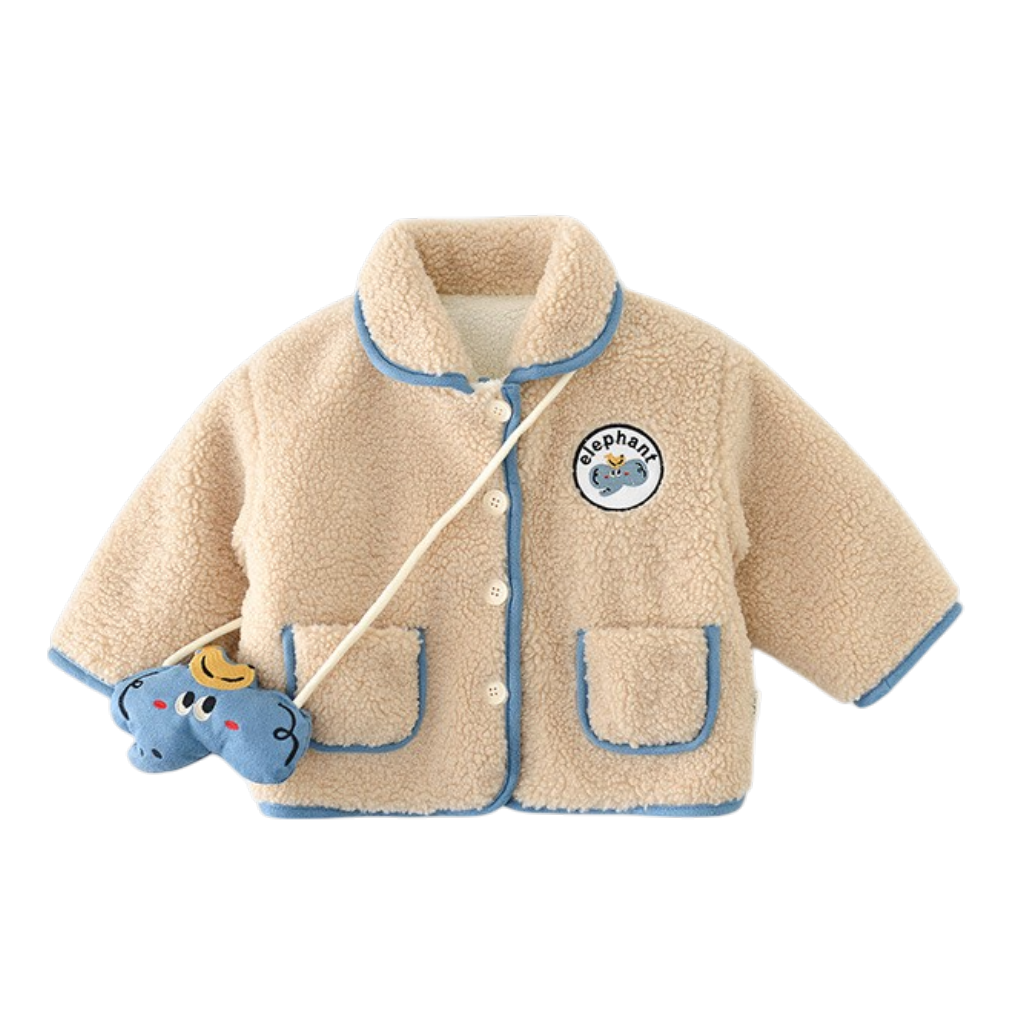 Beige Elephant Trim Baby Jacket