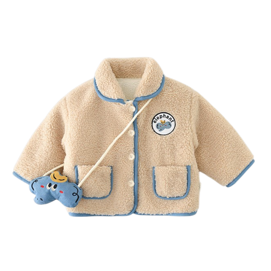 Beige Elephant Trim Baby Jacket