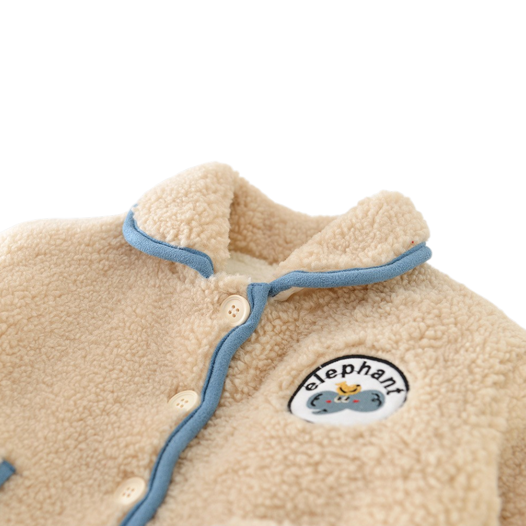 Beige Elephant Trim Baby Jacket