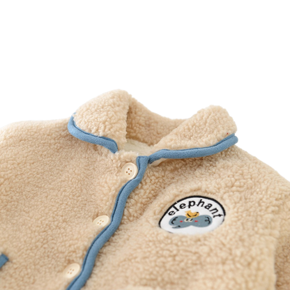 Beige Elephant Trim Baby Jacket