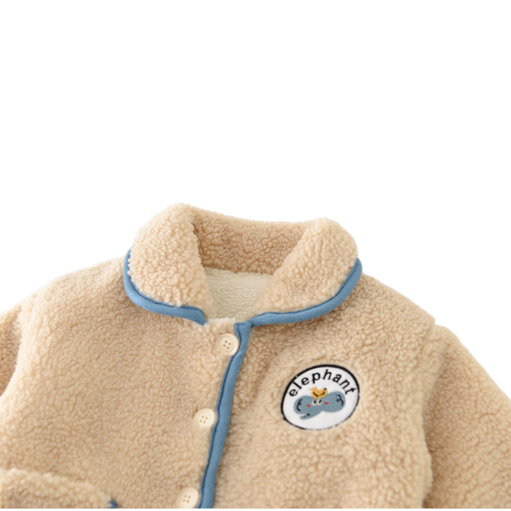 Beige Elephant Trim Baby Jacket