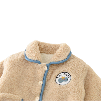 Beige Elephant Trim Baby Jacket