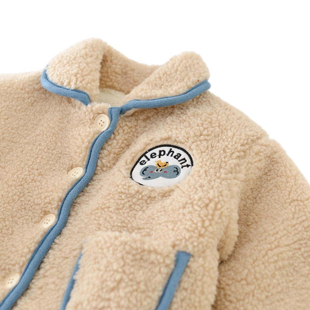 Beige Elephant Trim Baby Jacket