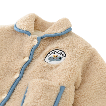Beige Elephant Trim Baby Jacket