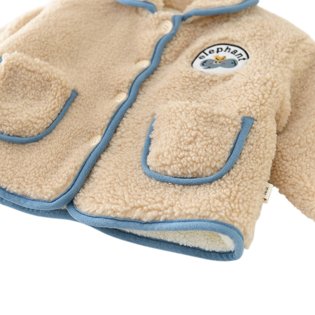 Beige Elephant Trim Baby Jacket