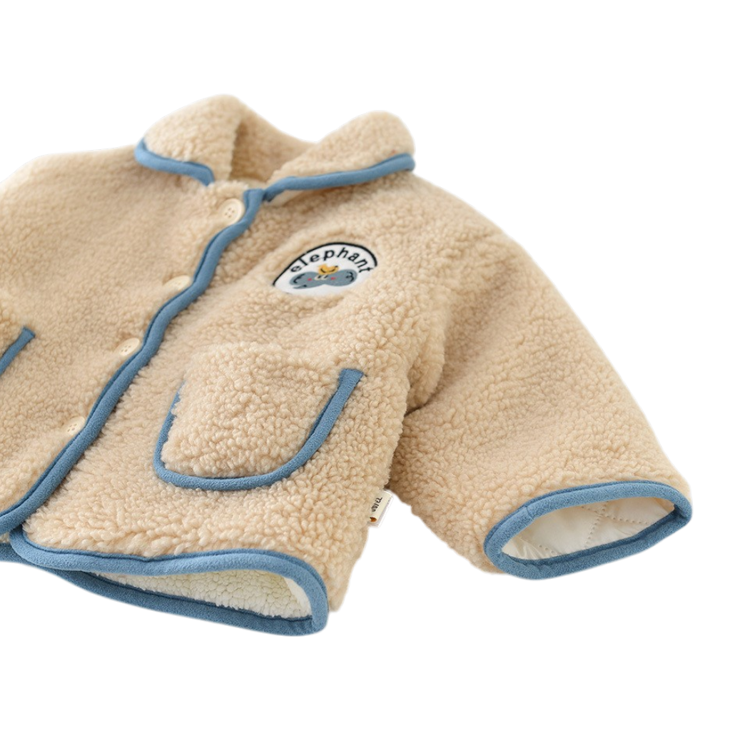 Beige Elephant Trim Baby Jacket